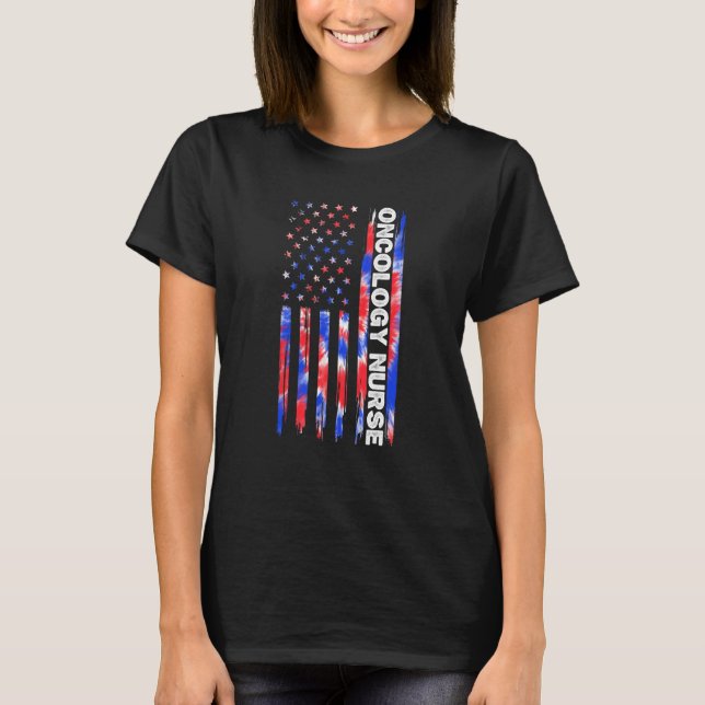 Camiseta Oncology Nurse Nursing Tie Dye American Flag 4th O (Frente)
