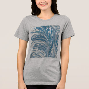 Camiseta Onda Abstrato Azul E Dourada