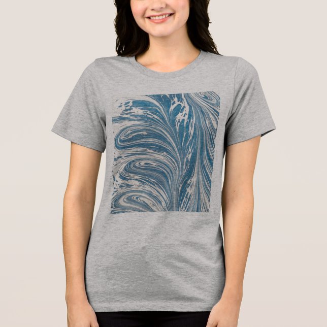 Camiseta Onda Abstrato Azul E Dourada (Frente)