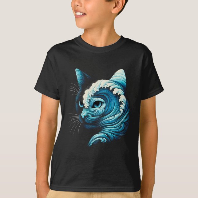 Camiseta Onda Azul De Gato Damas De Gato Onda De Gato Azul  (Frente)