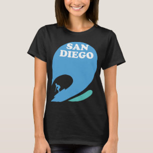 Camiseta Onda Azul Surfista de San Diego Viagem Retro