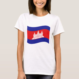 Camiseta Onda cambojana da bandeira de Angkor Wat