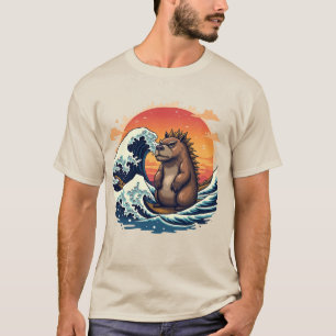Camiseta Onda Capyzilla - Capivara de Arte Japonês Vintage 