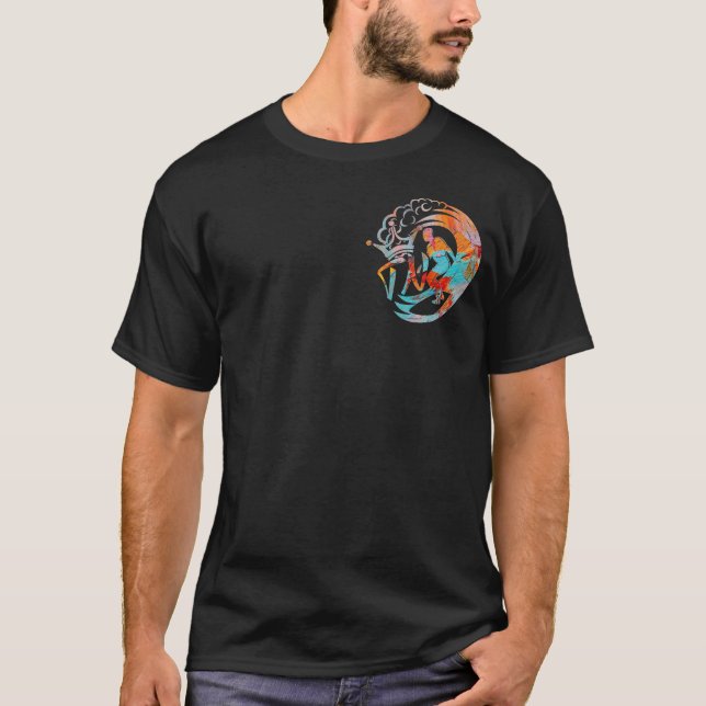 Camiseta Onda Da Entalhe Superior (Camisa Preta) (Frente)
