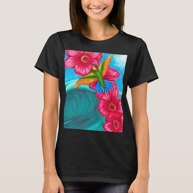 Camiseta Onda de Beija-flor Floral (Frente)