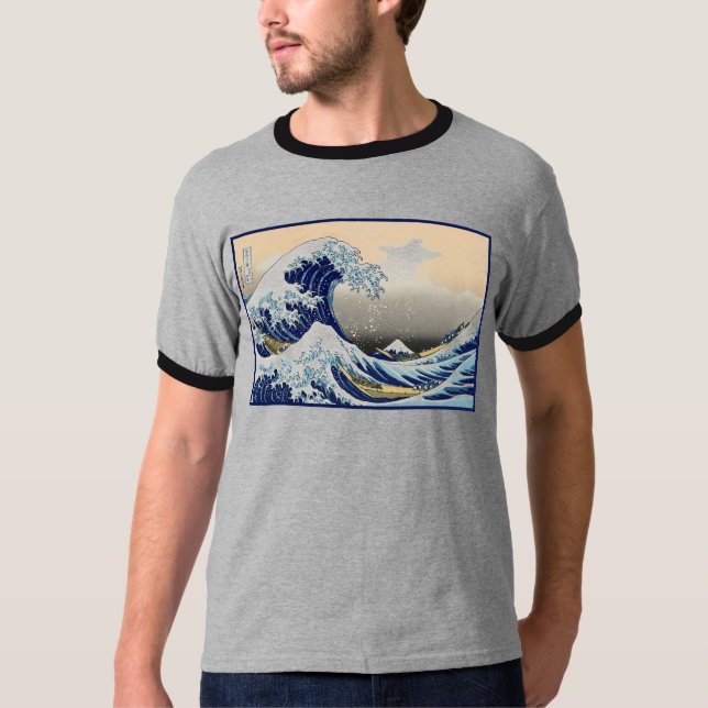 Camiseta Onda de excelente ao largo de Kanagawa e do mar Fu (Frente)