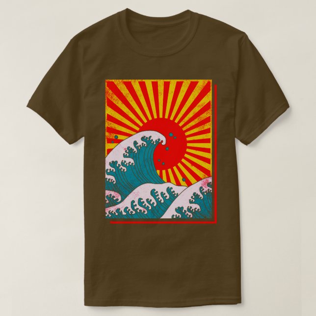 Camiseta Onda de excelente japonesa e sol (Frente do Design)