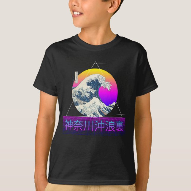 Camiseta Onda de Excelente retrô em Kanagawa Vaporwave (Frente)