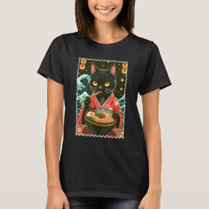 Camiseta Onda de Grandeza de Ramen de Gato Japonês Arte Vin