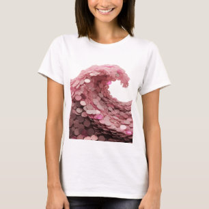 Camiseta Onda de moeda rosa prateada em negrito Design Mode