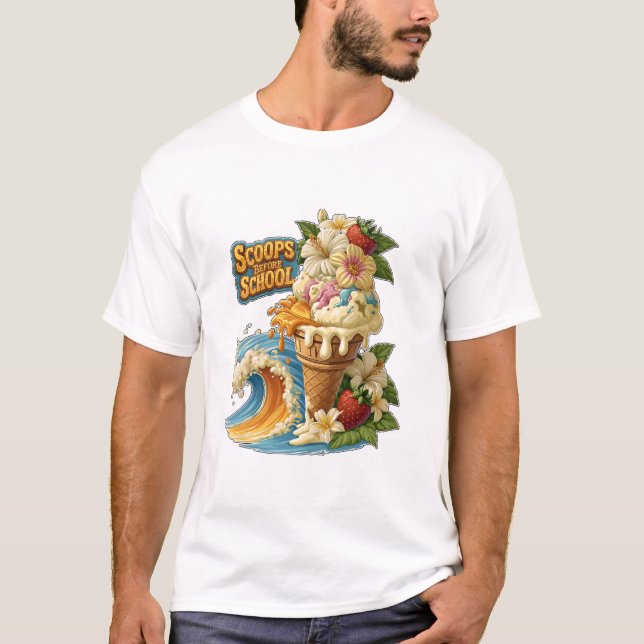 Camiseta Onda de Sorvete Tropical Scoops Before School (Frente)