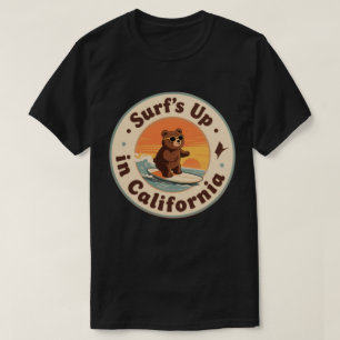 Camiseta Onda de Surf da Califórnia Vintage Urso Surfista