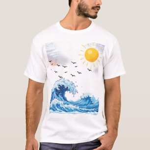 Camiseta Onda do Oceano – Arte de Surf do Mar Azul