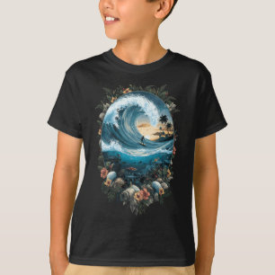 Camiseta Onda do Oceano de Verão Surfing Praia Tropical Rec