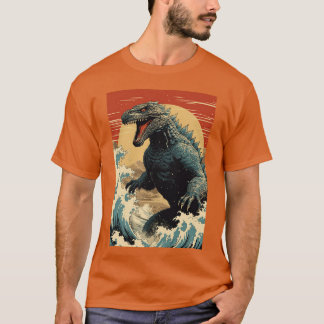 Camiseta Onda e Godzilla