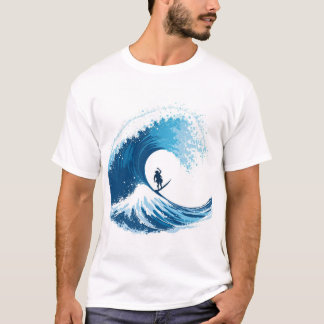 Camiseta Onda gigante do oceano com Surfer Epic - Minimalis