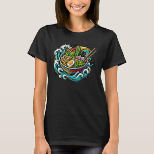 Camiseta Onda Japonesa Artística Culinária Amante de Sopa d
