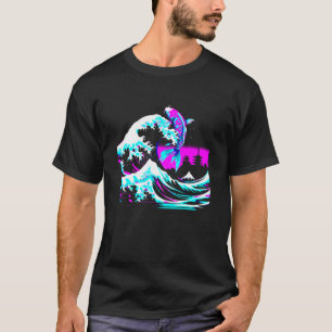 Camiseta Onda Kanagawa Peixe Koi Glitch - Arte Japonesa Vin