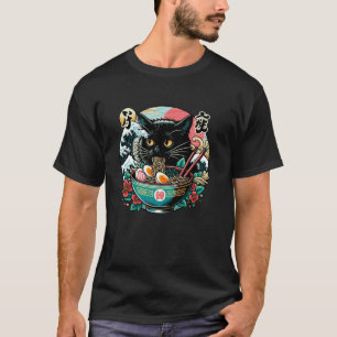 Camiseta Onda Kitten Amante do Gato Fofo Ramen Arte Japones