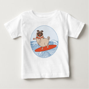 Camiseta Onda montando cachorro feliz no surfboard