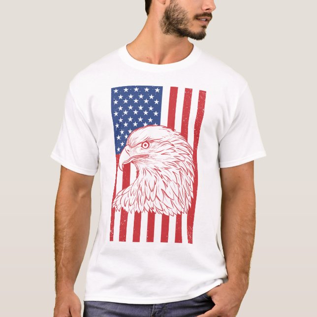Camiseta Onda Patriótica Design de Bandeira Americana (Frente)