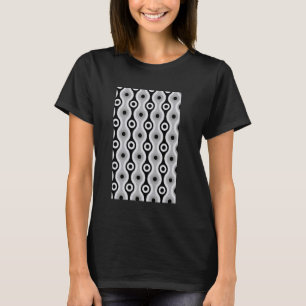 CAMISETA ONDA RETRO DE 1960 E PADRÃO DE CÍRCULO PRETO E GRE