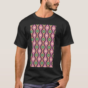 CAMISETA ONDA RETRO DE 1960 E PINCO DE PADRÃO DE CÍRCULO E
