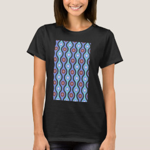 CAMISETA ONDA RETRO E PADRÃO DE CÍRCULO DE 1960 VERMELHO AZ