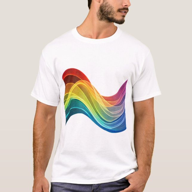 Camiseta Ondas Abstratas de Arco-Íris Fluindo (Frente)