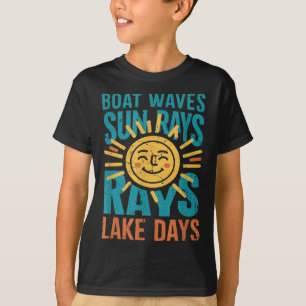 Camiseta Ondas de Barco Raios de Sol Dias de Lago Divertido