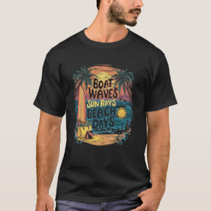 Camiseta Ondas de Barco Raios de Sol Dias de Praia Férias C