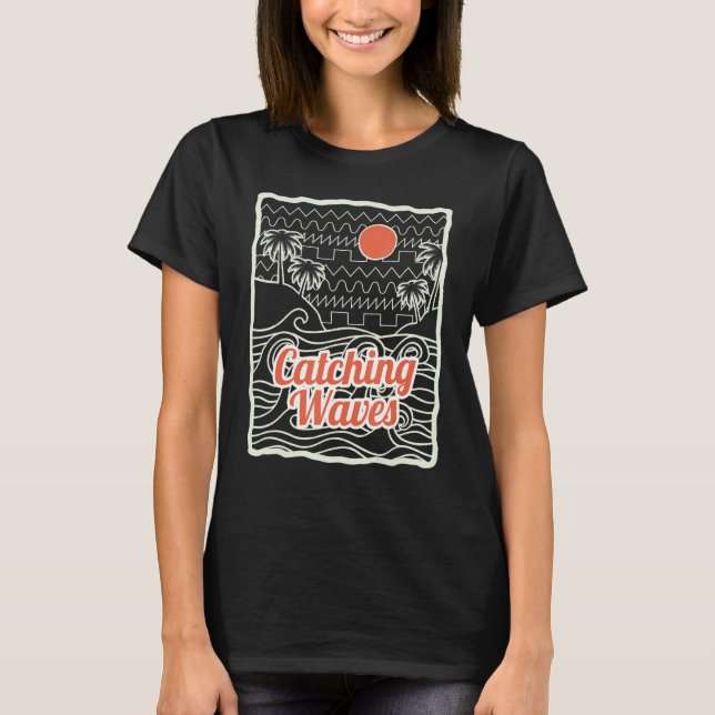 Camiseta Ondas de Captura Retro Synthwave Forma de Onda 80s (Frente)