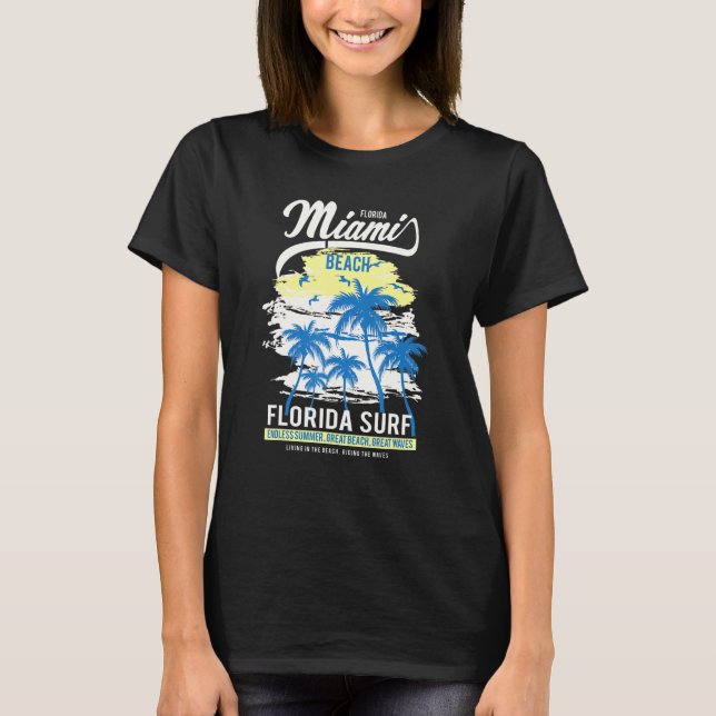 Camiseta Ondas de férias de verão no Surf da Flórida de Mia (Frente)