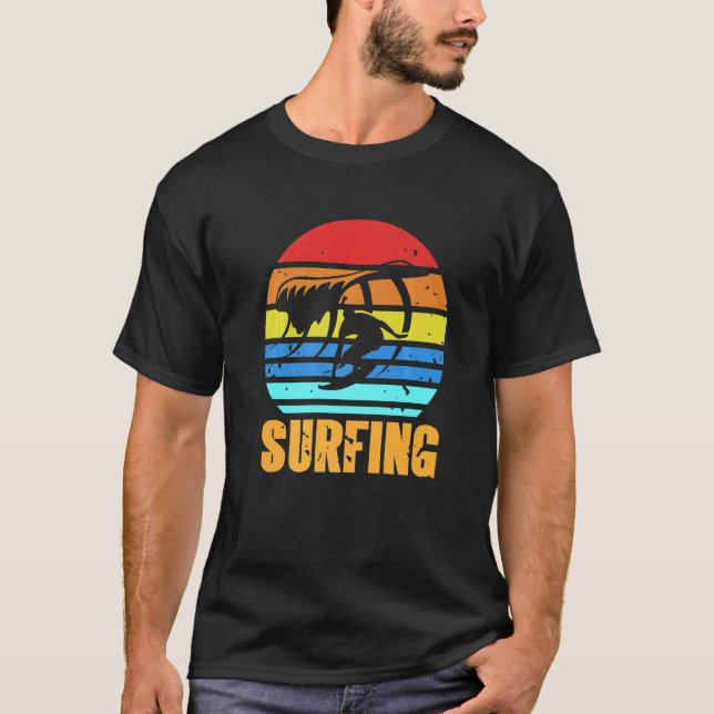 Camiseta Ondas De Navegação Do Sol Com Gráfico Da Imagem Re (Frente)