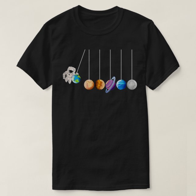 Camiseta Ondas de Nova Tonelada Balança de Berço Planetas A (Frente do Design)