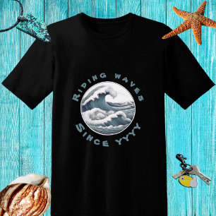 Camiseta Ondas deslizantes desde... cores azuis design