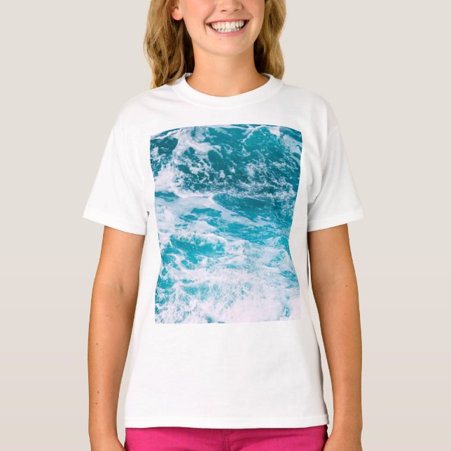 Camiseta Ondas do Oceano Azul (Frente)