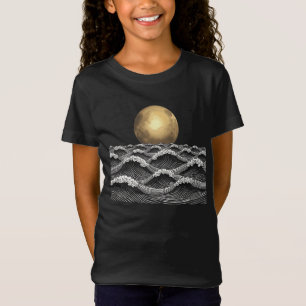 Camiseta Ondas Do Oceano Elegante Sob Lua