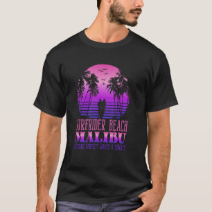 Camiseta Ondas & Pôr do Sol Surfrider Beach, Malibu Synthwa