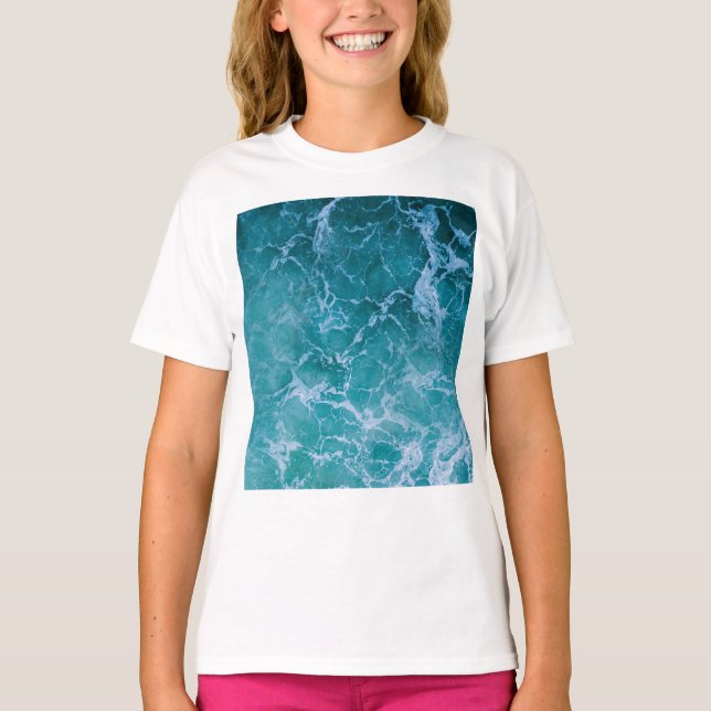 Camiseta Ondas profundas do oceano azul (Frente)