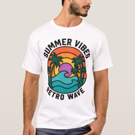 Camiseta Ondas Retro Verão Palmeiras Pôr do Sol