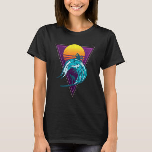 Camiseta Ondas Sintéticas Surfiam Palmeiras Sunset Vaporwav
