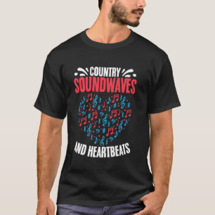 Camiseta Ondas Sonoras Country & Batimentos Cardíacos Músic
