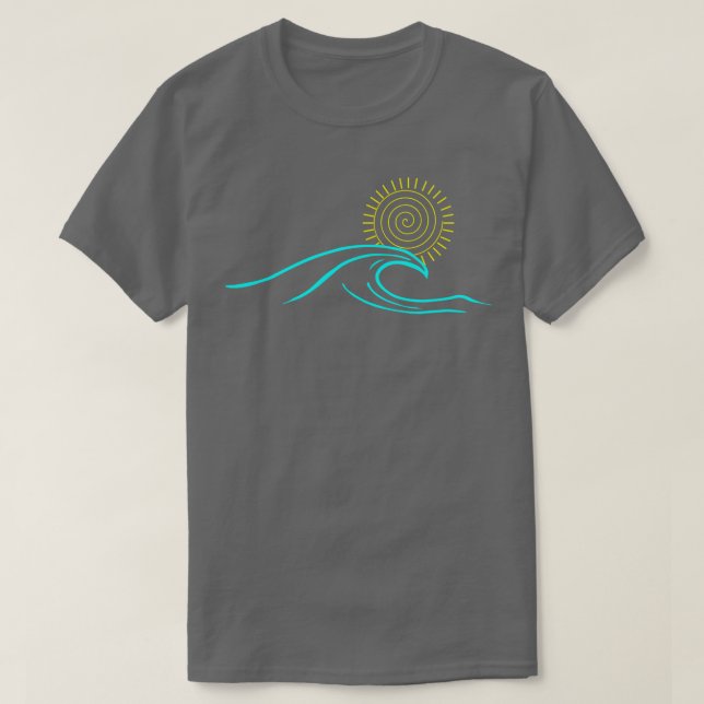 Camiseta Ondas Sun Surf Water Beach Sea Minimalística (Frente do Design)