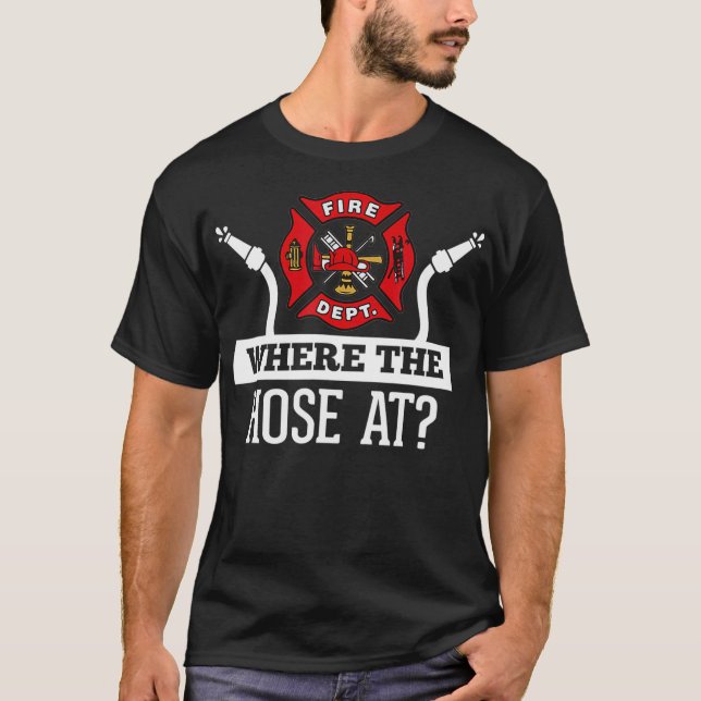 Camiseta Onde A Mão No Engraçado Bombeiro (Frente)