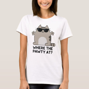 Camiseta Onde A Paw-ty Na Festa Engraçada Gato Pun