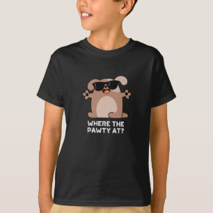 Camiseta Onde A Pawty No Cachorro Engraçado Pun Dark BG