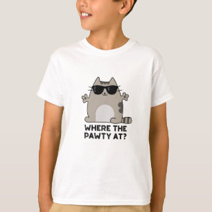 Camiseta Onde A Pawy Na Festa Engraçada Gato Pun