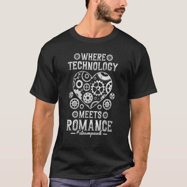 Camiseta Onde a tecnologia encontra Romance Steampunk (Frente)