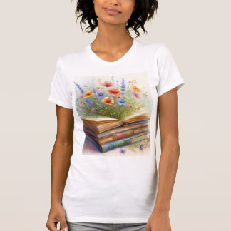 Camiseta Onde as Histórias Florescem – Aquarela Flores Silv